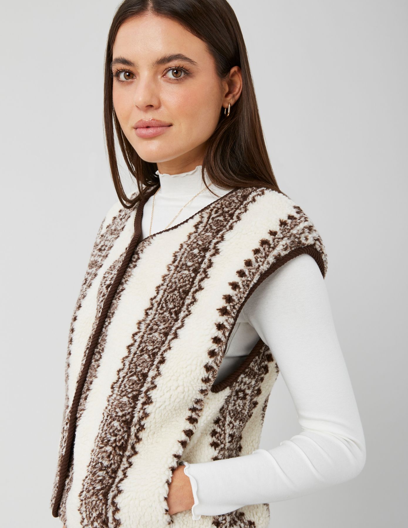 Gilet sherpa sans manches imprimé