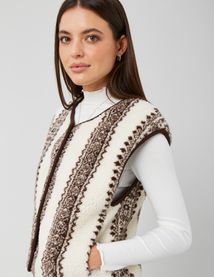 Gilet sherpa sans manches imprimé
