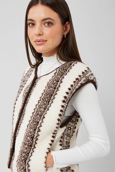 Gilet sherpa sans manches imprimé