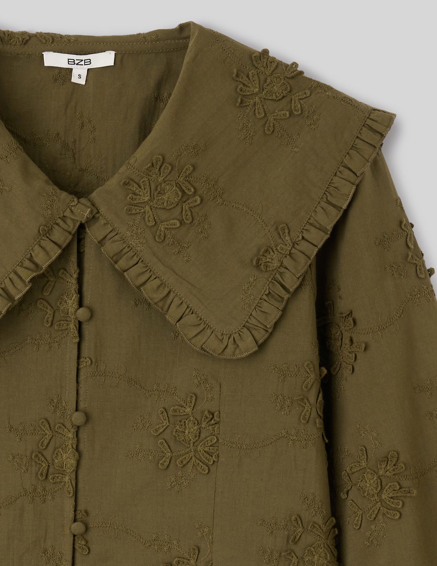 Chemise maxi col broderie 3D