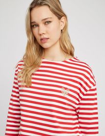 T-shirt brodé rayé
