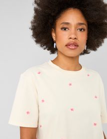 T-shirt avec broderies fleurs