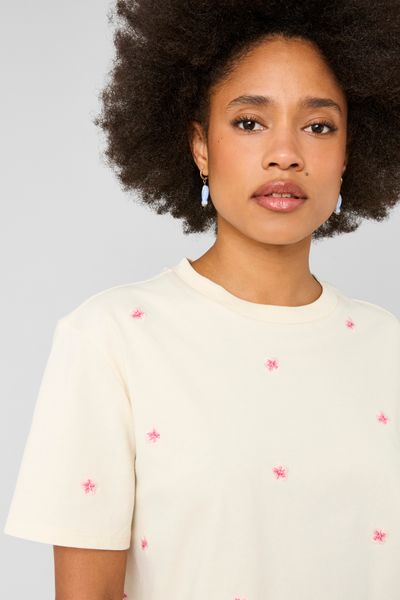 T-shirt avec broderies fleurs