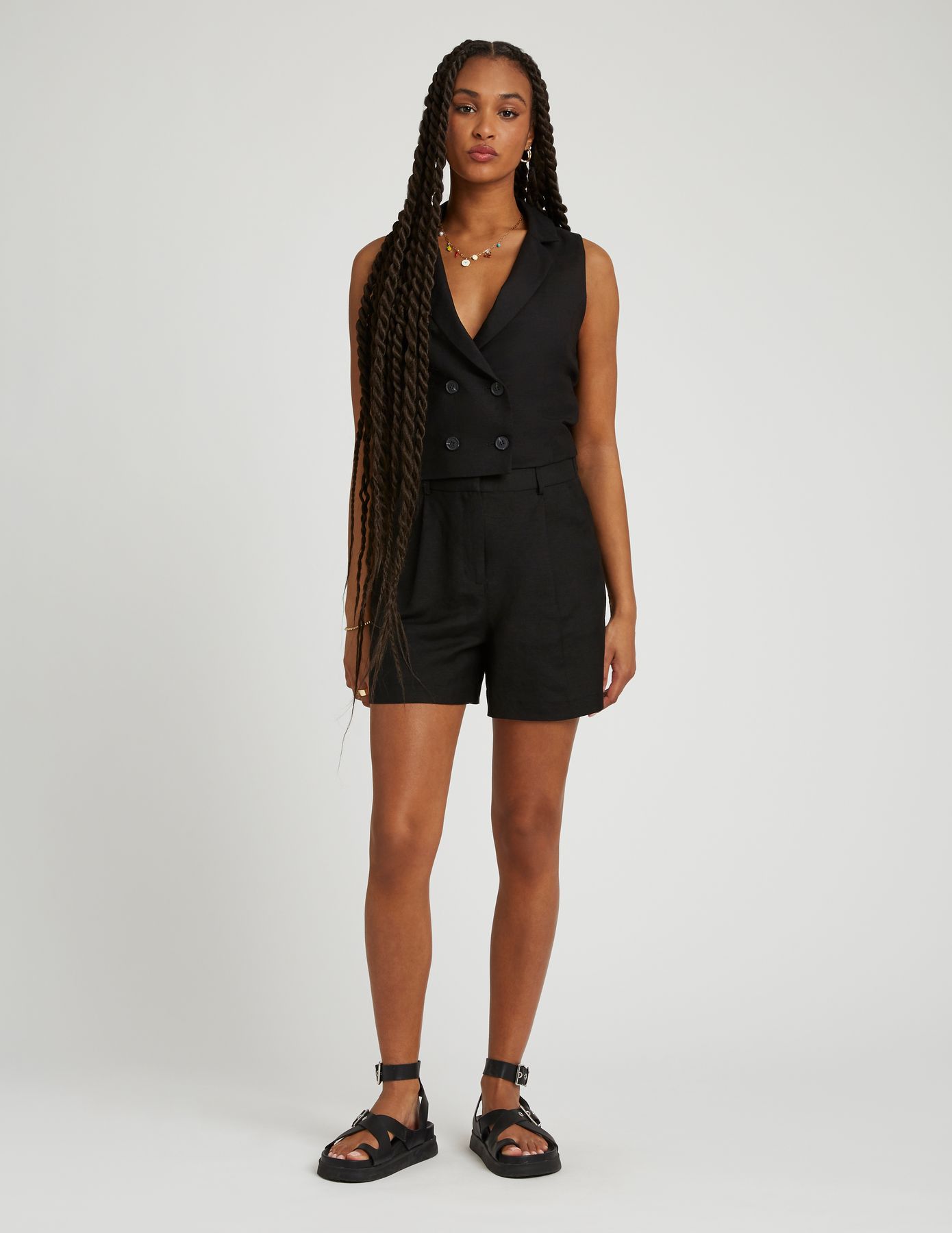Gilet de costume uni en lin