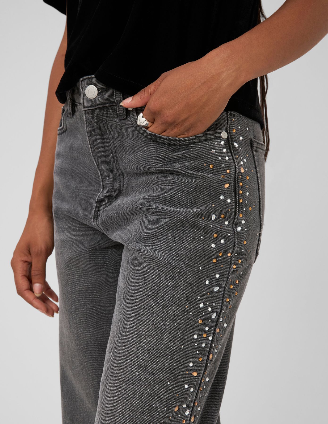 Jean droit strass
