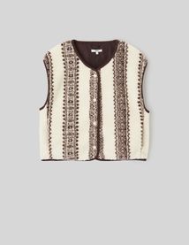 Gilet sherpa sans manches imprimé