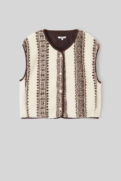 Gilet sherpa sans manches imprimé