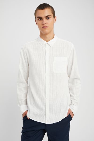 Chemise textur&eacute;e unie droite