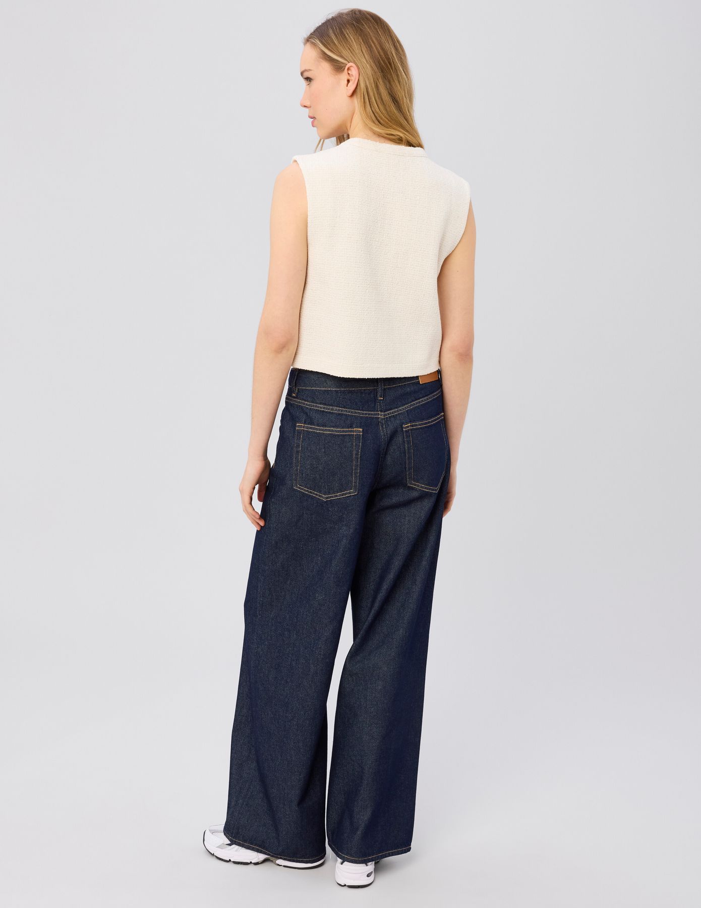 Top sans manches effet tweed