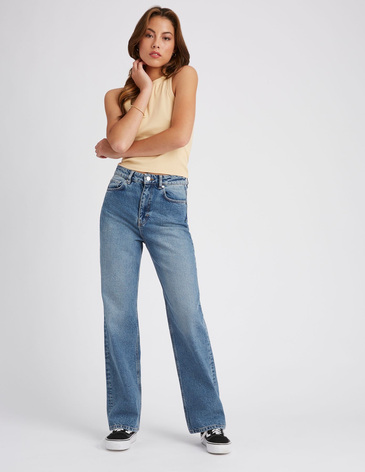 Jean straight taille haute