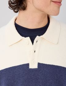 Pull col polo &agrave; rayures