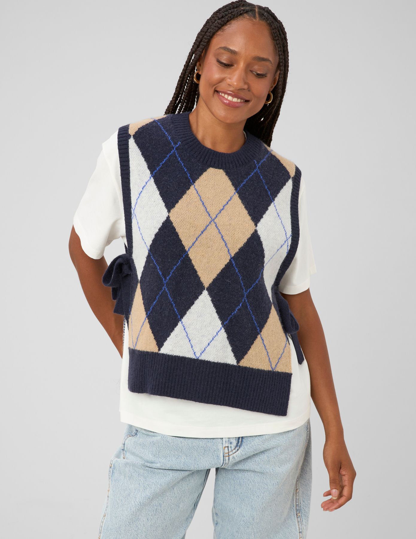 Pull sans manches jacquard