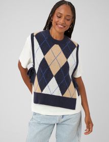 Pull sans manches jacquard