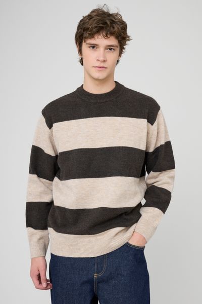 Pull col rond maxi rayures