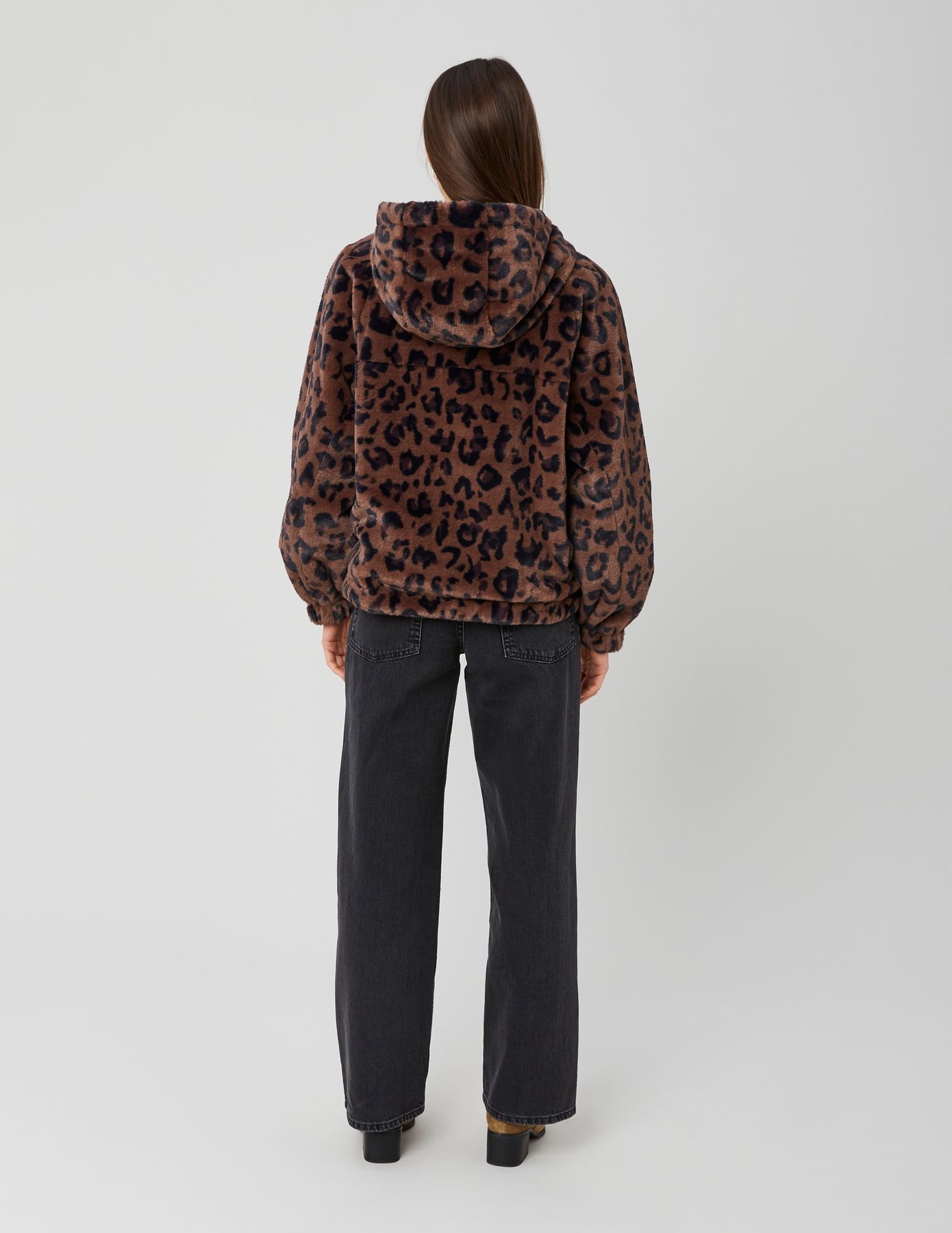 Blouson &agrave; capuche r&eacute;versible imprim&eacute; l&eacute;opard