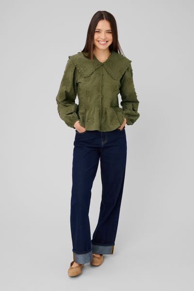 Chemise maxi col broderie 3D