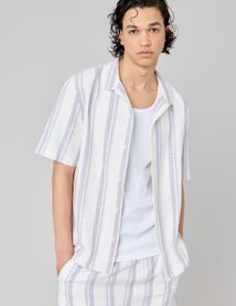 Chemise manches courtes rayée rustique