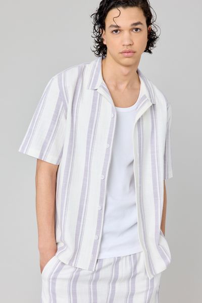 Chemise manches courtes rayée rustique
