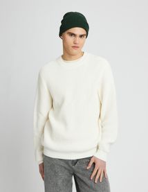 Pull col rond matière fantaisie