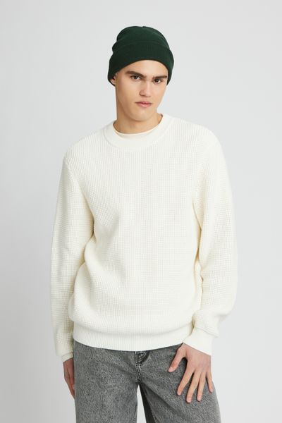 Pull col rond matière fantaisie