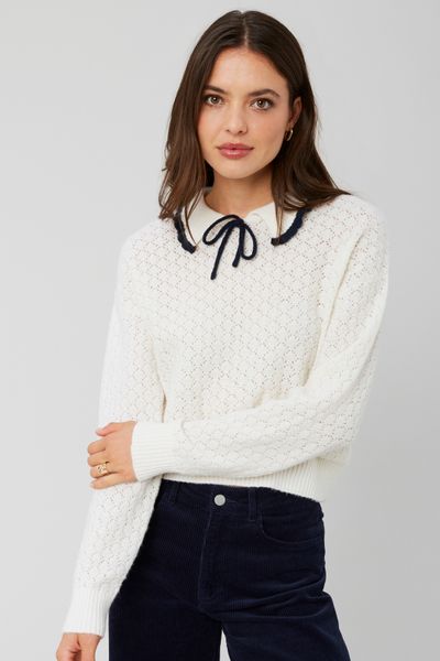Pull col polo ajouré