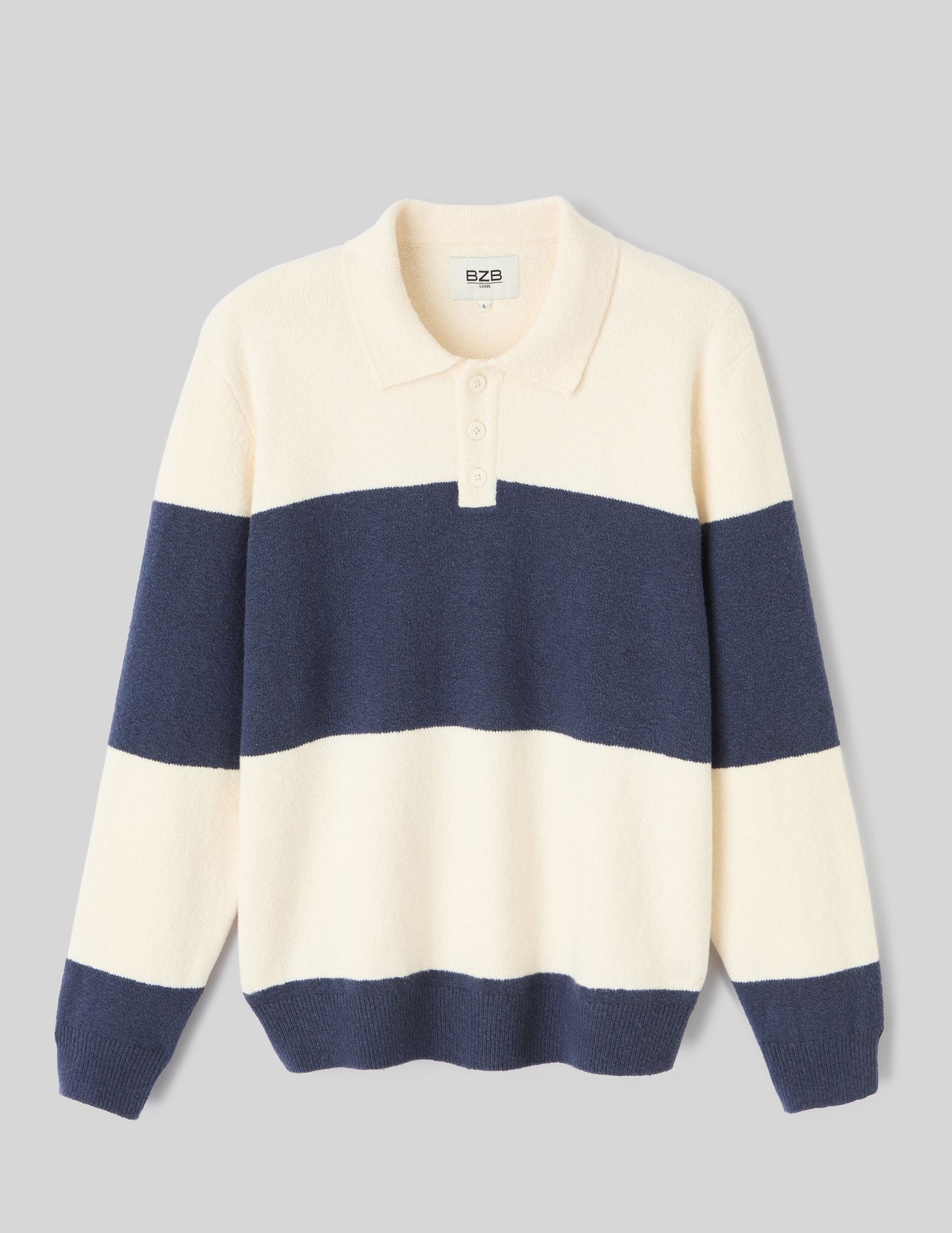 Pull col polo &agrave; rayures