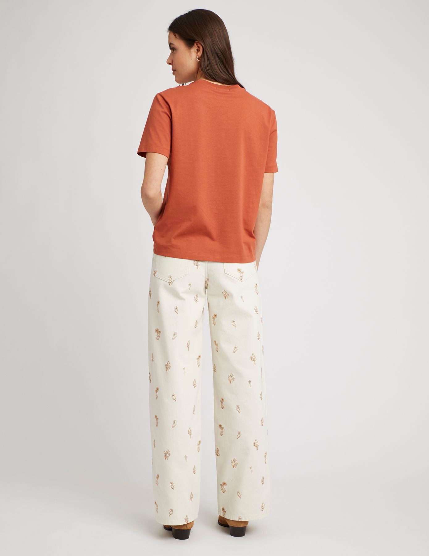 Pantalon wide leg brodé