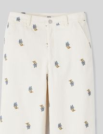 Pantalon velours brodé