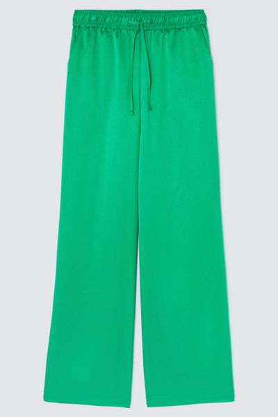 Pantalon satin taille élastiquée