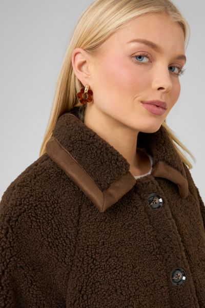 Veste en sherpa d&eacute;tails su&eacute;dine