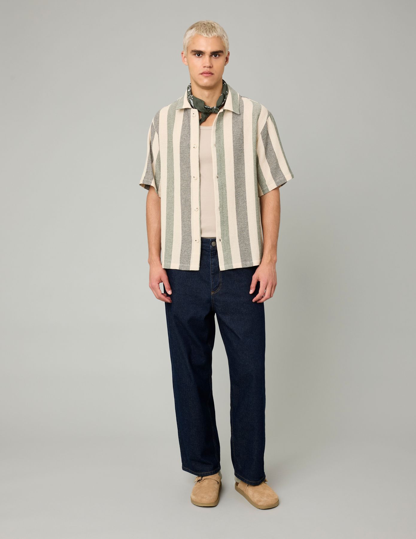 Chemise manches courtes rayée tricot
