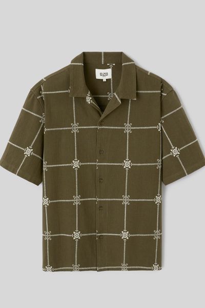 Chemise manches courtes brod&eacute;e