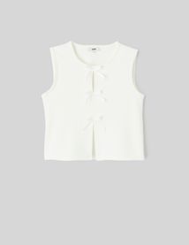 Top sans manches &agrave; n&oelig;uds