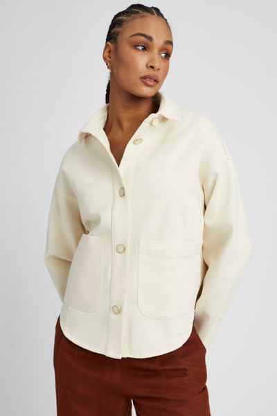 Veste en jean boutons dor&eacute;s