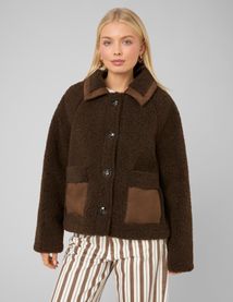 Veste en sherpa d&eacute;tails su&eacute;dine