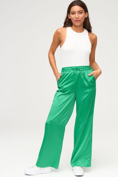 Pantalon satin taille élastiquée