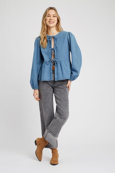Chemise en denim à nœuds
