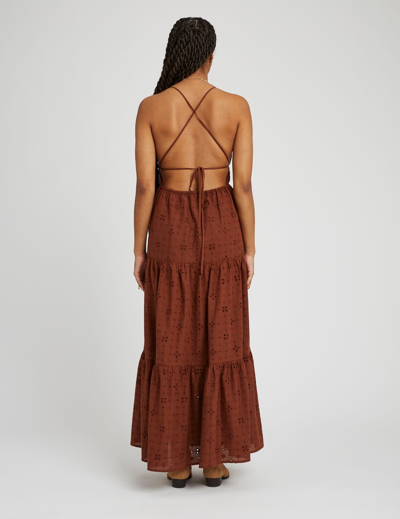 Robe longue broderie anglaise