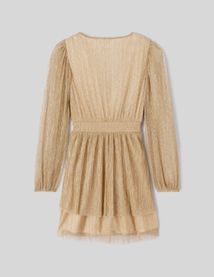 Robe courte brillante &agrave; volants