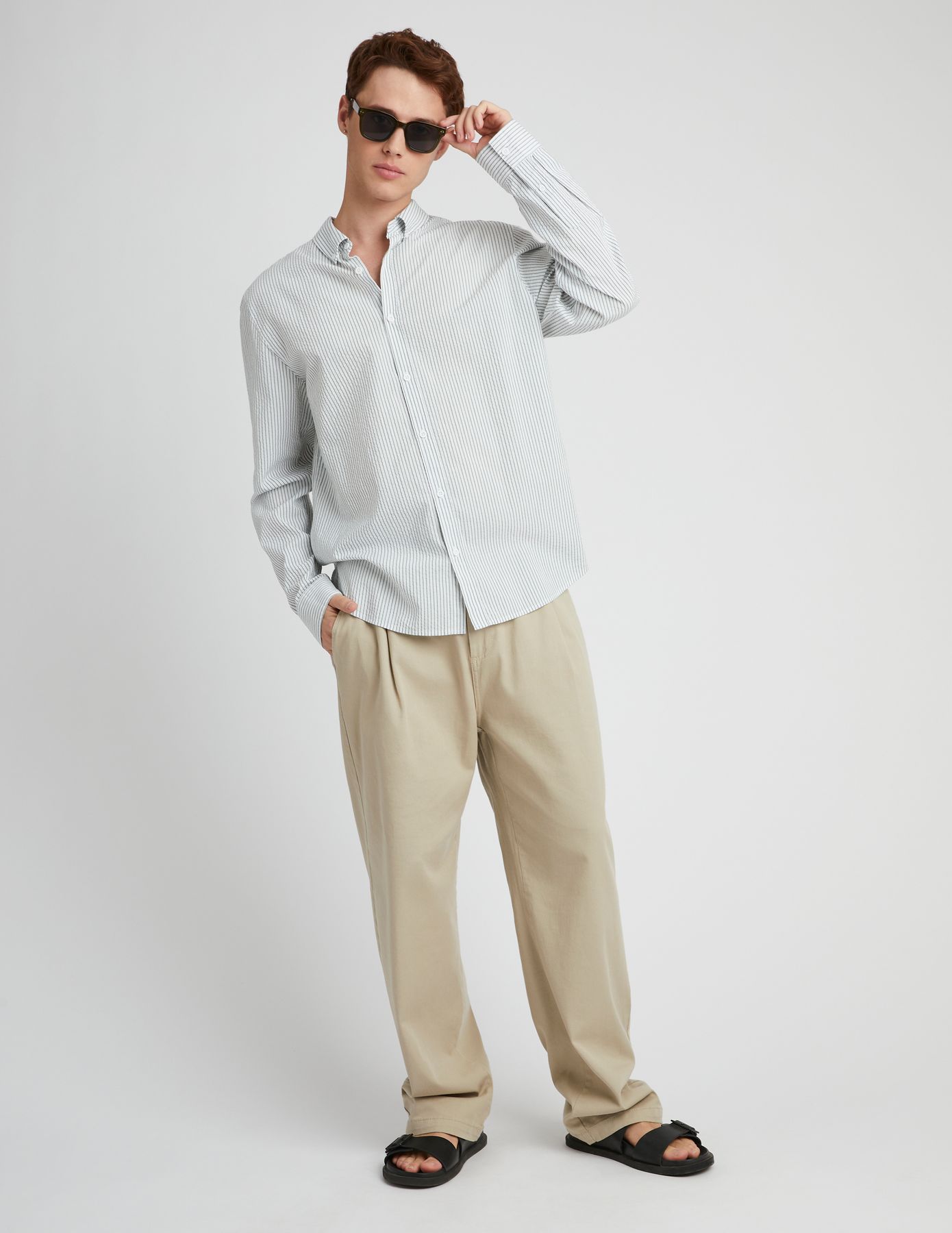 Chemise seersucker rayée