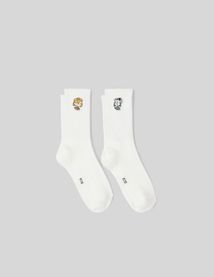 Lot de 2 paires de chaussettes fantaisie broderie