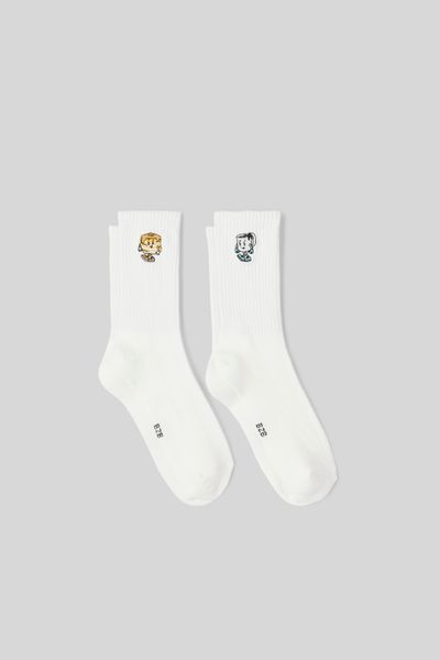 Lot de 2 paires de chaussettes fantaisie broderie