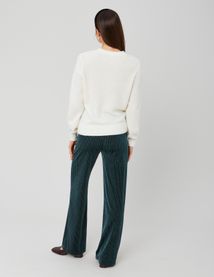 Pantalon wide leg en maille velours