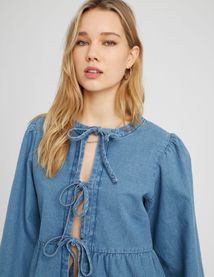 Chemise en denim à nœuds