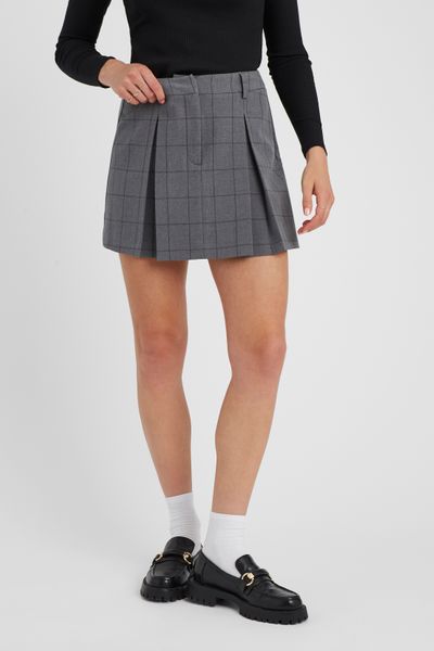 Jupe short pliss&eacute;e &agrave; carreaux