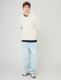 Pull chenille col polo