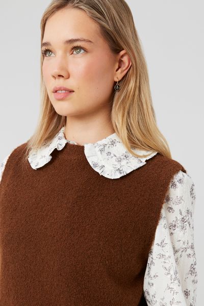 Pull sans manches bouclette