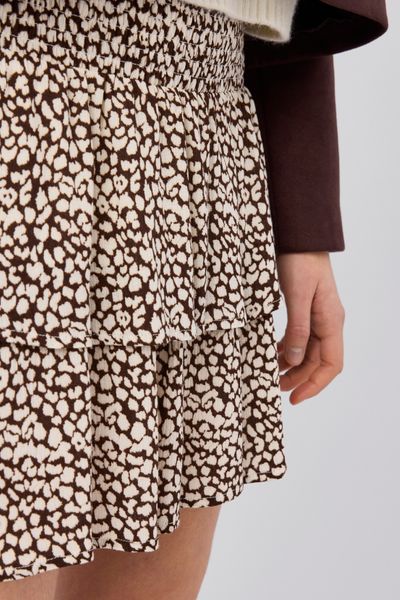 Jupe courte imprim&eacute;e &agrave; volants