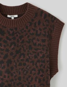 Pull sans manches léopard