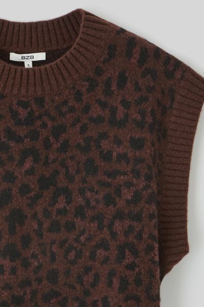 Pull sans manches léopard